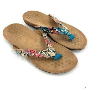 Vionic Lucia Sandals Womens 7 Orthaheel Colorful Snake Print Comfort Shoes Boho